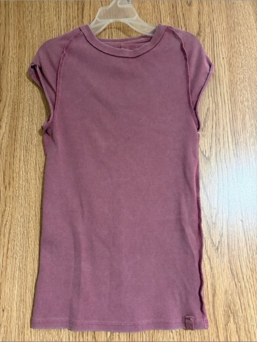 Free Ribbed Sleeveless Top in Dusty Rose